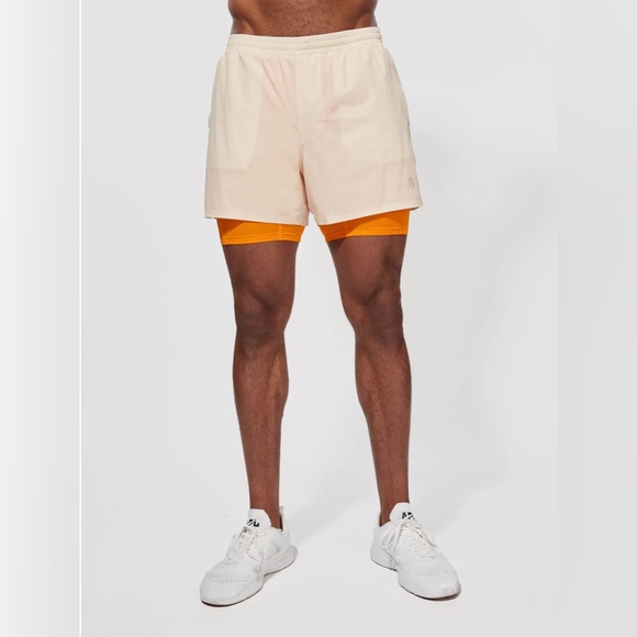 NWT BARRY'S VINTAGE WHITE/BLAZE 5 IN SHORT LINED SZ LARGE - Picture 2 of 6